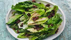 Romaine and Sugar Snap Peas With Pecan Dressing