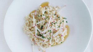 Romano Risotto with Radishes