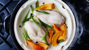 Sake-Steamed Chicken and Kabocha Squash