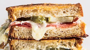 Salami and Pickle Grilled Cheese Sandwich