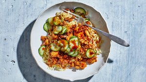 Saucy Tofu Noodles With Cucumbers and Chili Crisp