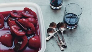 Scarlet Poached Pears