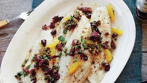 Sea Bass With Citrus-Olive-Caper Sauce