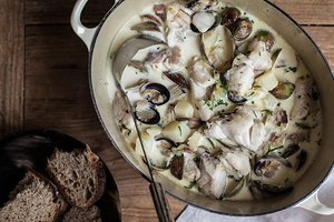 Seafood Chowder with Bacon and Thyme