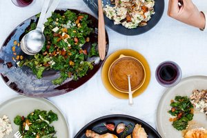 Seared Kale Salad with Brown Butter-Toasted Pine Nuts and Smoked Bacon