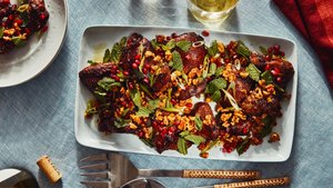 Sheet-Pan Pomegranate Chicken With Walnut Relish