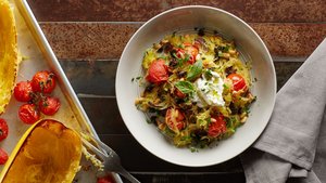 Sheet-Pan Spaghetti Squash Puttanesca