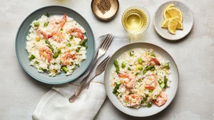 Shrimp Risotto With Asparagus and Lemon