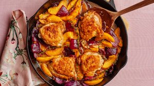 Skillet Chicken Thighs and Peaches