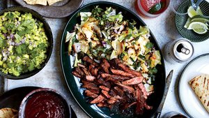 Skirt Steak Fajitas with Grilled Cabbage and Scallions
