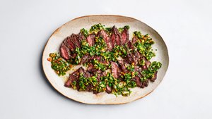 Skirt Steak With Scallion Thecha