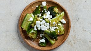 Smashed Cucumber Salad With Za'atar and Feta