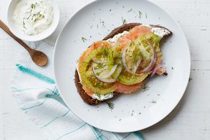 Smoked Salmon Toast with Pickled Tomatoes and Dill