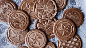 Soft Gingerbread Tile Cookies with Rum Butter Glaze