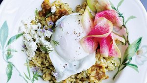 Sorrel Rice Bowls with Poached Eggs