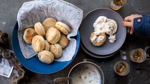 Sour Cream Biscuits With Sausage Gravy