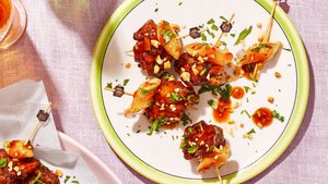 Soy-Garlic Popcorn Chicken and Rice Cakes