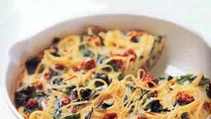 Spaghetti Pie with Broccoli Rabe