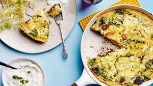 Spanish Frittata With Herby Yogurt and Greens