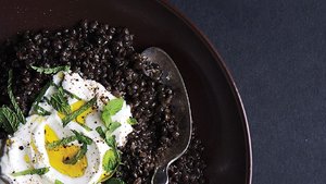 Spiced Black Lentils with Yogurt and Mint