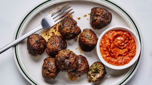 Spiced Lamb Meatballs With Walnut Romesco