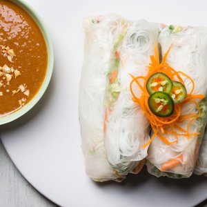 Spicy Summer Rolls with Peanut Dipping Sauce