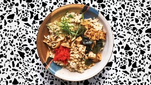 Spicy Tofu with Pickled Shiitake Mushrooms