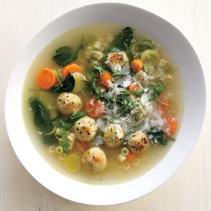 Spring Minestrone With Chicken Meatballs