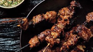 Steak Skewers with Scallion Dipping Sauce