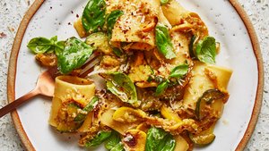 Summer Yellow Squash, Zucchini, and Basil Pasta