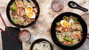 Sumo Stew (Chanko Nabe) with Shrimp, Meatballs, and Bok Choy