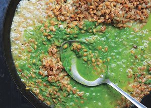 Toasted Barley Risotto with Spinach and Herb Purée