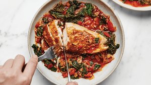 Tomato-Braised Rotisserie Chicken