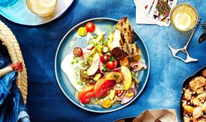 Tomato-Peach Salad with Tofu Cream