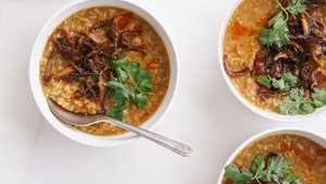 Turkey Congee With Crispy Shiitake Mushrooms