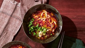 Udon in Buttery Tomato and Soy Broth