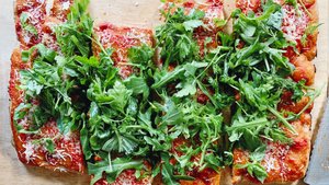 Vegetarian Pan Pizza With Lots of Greens