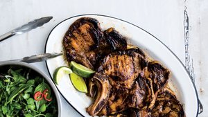 Vietnamese-Style Grilled Pork Chops with Fresh Herb Salad