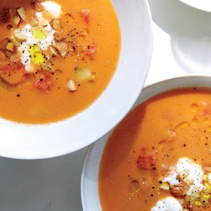 Watermelon Gazpacho With Feta Crema