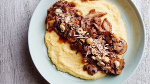 Wild Mushroom and Parsnip Ragout with Cheesy Polenta