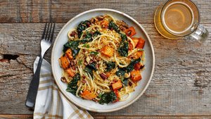 Winter Squash and Kale Pasta With Pecan Breadcrumbs