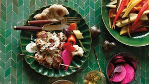 Yogurt Marinated Chicken Skewers With Toum Garlic Sauce