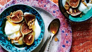 Yogurt with Fresh Figs, Honey, and Pine Nuts