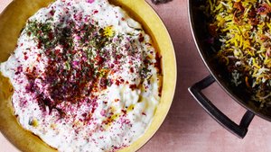 Yogurt with Raisins, Cucumber, and Walnuts