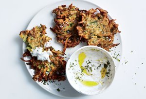 Zucchini-Herb Fritters With Garlic Yogurt